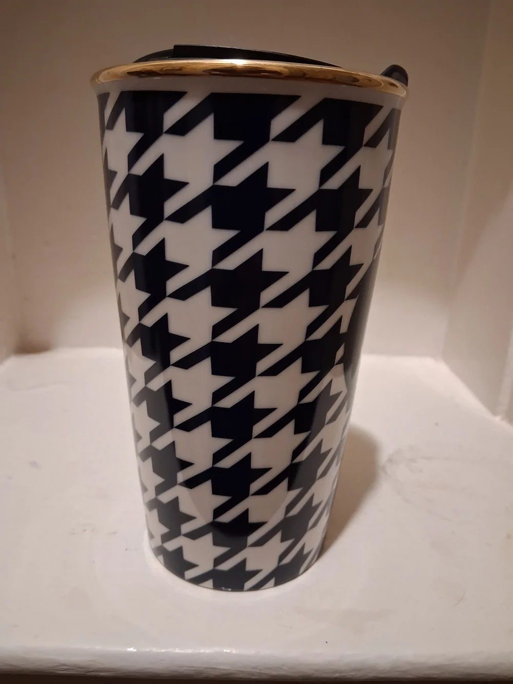 Starbucks Houndstooth Ceramic Travel Tumbler With Lid